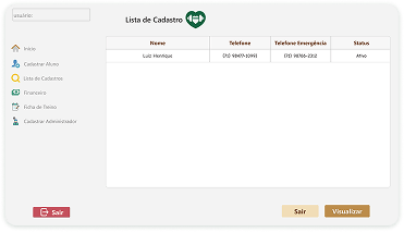Tela de lista e cadastro